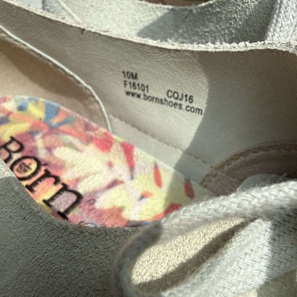 Born Capella Leather Sneakers 10M Ivory Espadrille Comfort Excellent Cond - Picture 4 of 13